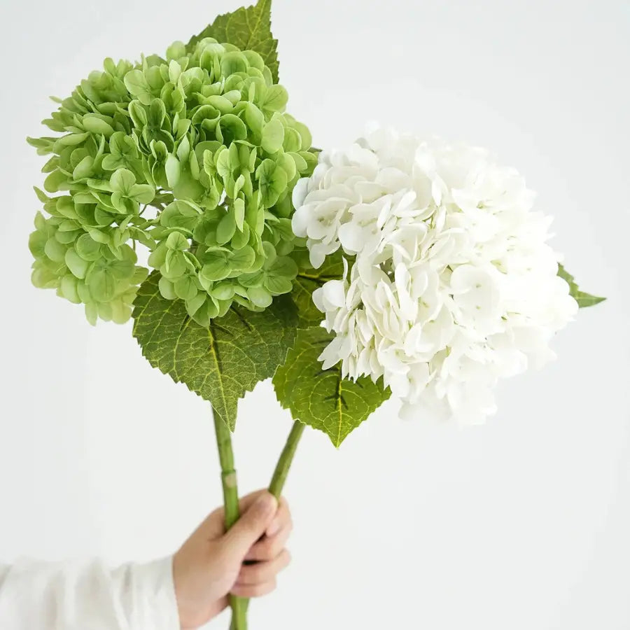 Paire d’hortensias artificiels réalistes vert et blanc Hortensia Artificiel Vert