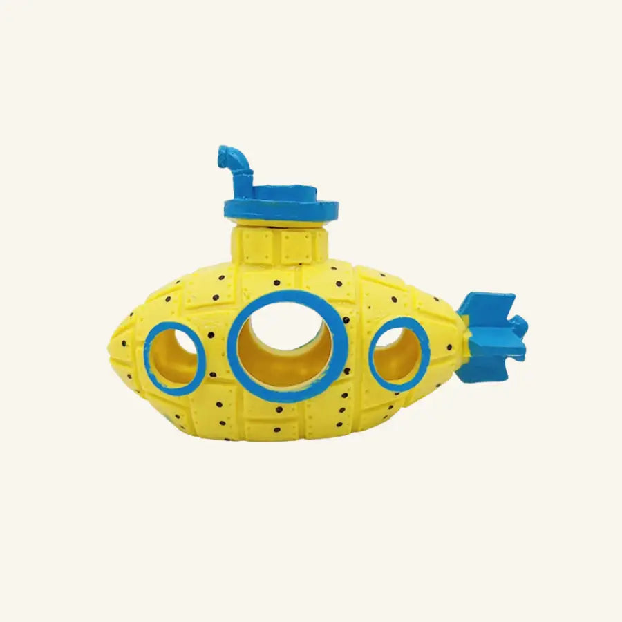 Jouet sous-marin en plastique jaune avec accents bleus pour aquarium Sous Marin